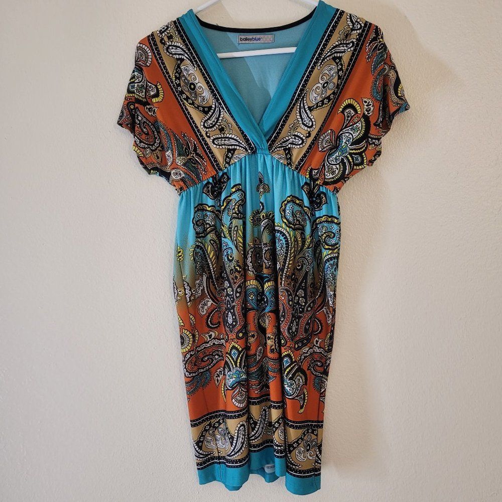 baileyblue aqua paisley boho mini dress